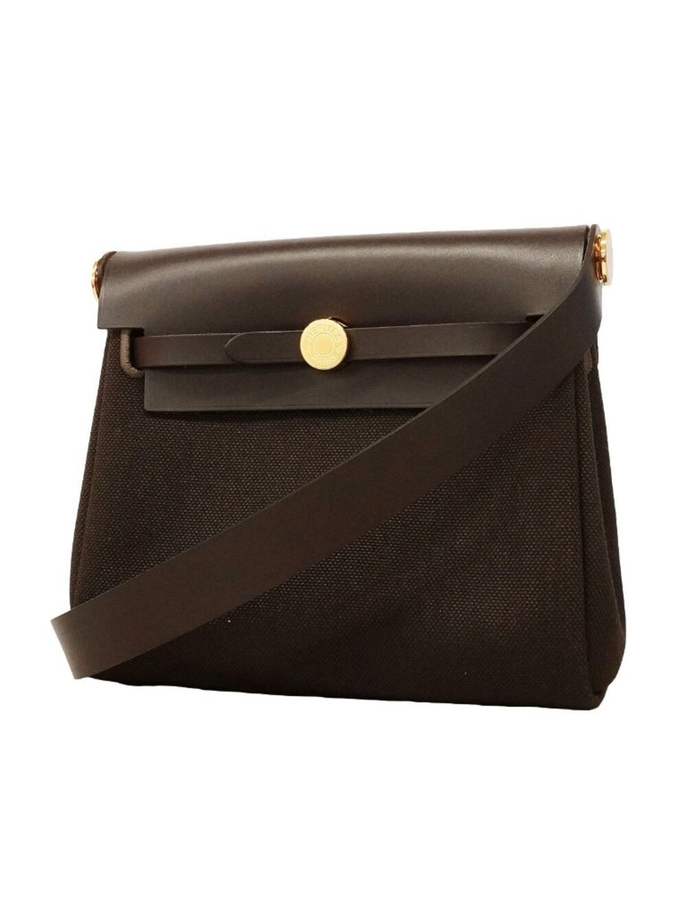 Hermes Shoulder Bag Herbag Zip Mini Toile Military Beblanc Gold